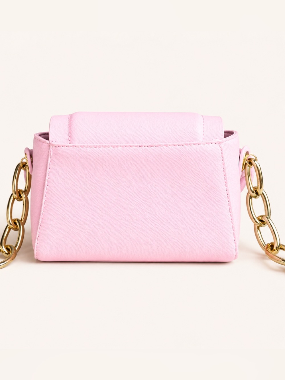 House of Want Blush Pink Mini Top Handle Bag With Gold Chain - Picture 2 of 8